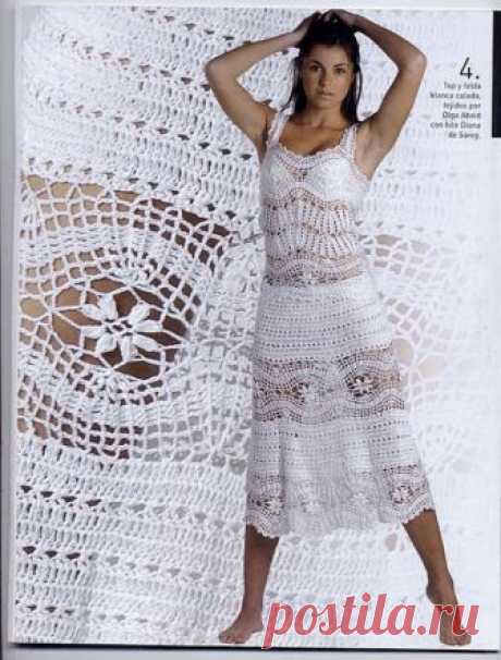Delicadezas en crochet Gabriela: Top y falda en color blanco paso a paso