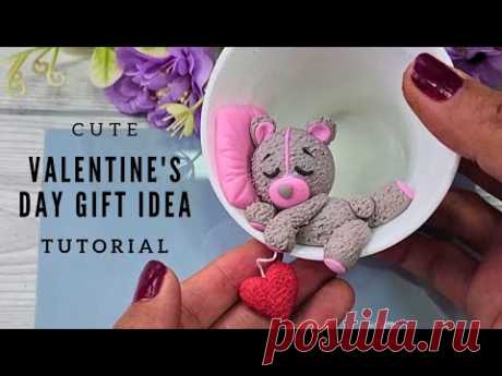 Valentine day handmade gift idea 2024,CreativeCat, DIY, craft idea, homemade clay cute teddy bear