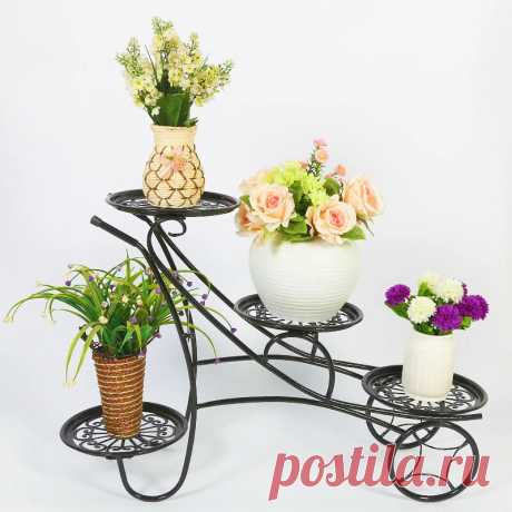 4 Tier Metal Shelves Flower Pot Plant Stand Display Indoor Outdoor Garden - US$49.99