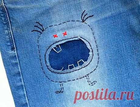 Смешные заплатки на джинсы. | Handmade для всех | Яндекс Дзен
