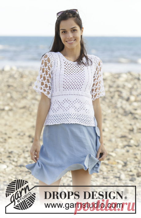 Summer Lace / DROPS 199-50 - Free crochet patterns by DROPS Design Crochet top in DROPS Cotton Light. Piece is crocheted bottom up with lace pattern. Size: S - XXXL