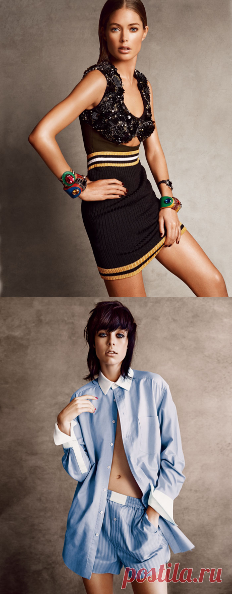 Даутцен Крез (Doutzen Kroes), Наташа Поли (Natasha Poly), Эди Кэмпбелл (Edie Campbell) в фотосессии Патрика Демаршелье (Patrick Demarchelier) для журнала Vogue Japan (февраль 2014).