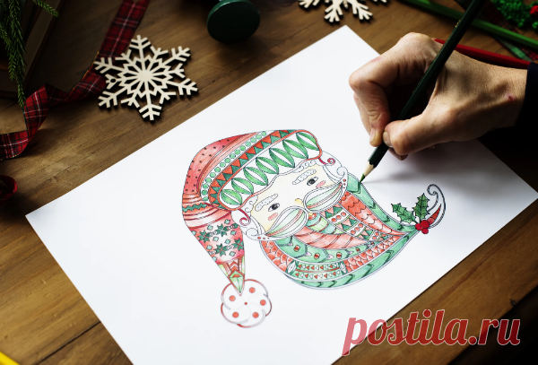 Нарисовать Деда Мороза или снеговика