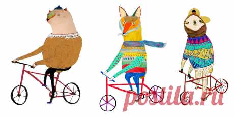 bike illustration children's illustrator art prints wall art biking fox illustration children's book illustrator - Ashley Percival Illustration