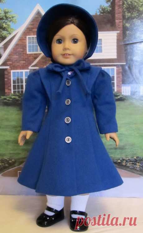 Royal Blue Brushed Wool Coat with Bonnet I've made this beautiful longer  length coat several times and this time out of a brushed Royal Blue wool. This 40's coat is stylish sporting shoulder bretelles and princess lines. The bonnet ties under the chin and features a sweet little brim. Both coat and bonnet are fully lined. This outfit is part of the special1940's project.