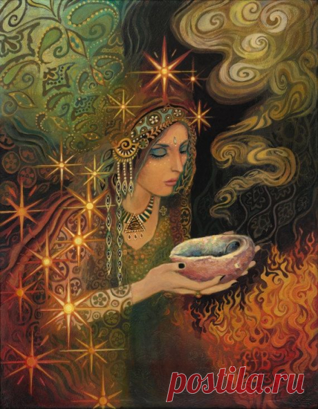 Sage Goddess Gypsy Pagan Witch Psychedelic Goddess Art 8x10 Print