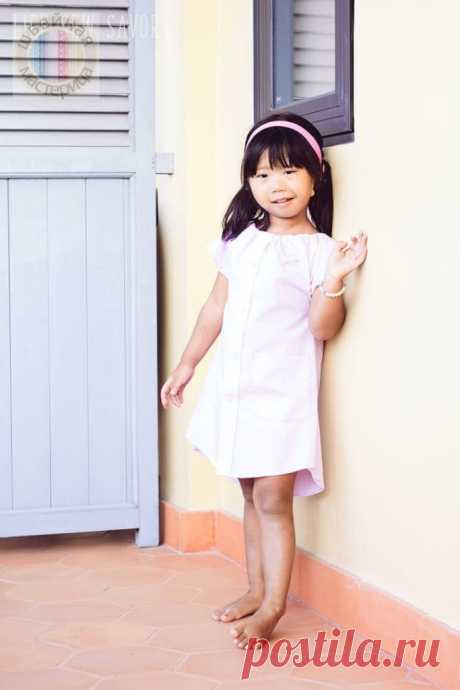 Скачать выкройку Платье-рубашка для девочки (р 12 мес-5 лет) в PDF бесплатно