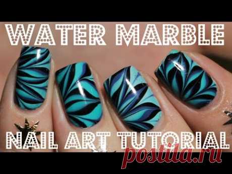 Nail Art Tutorial: How to Water Marble Blue Nails