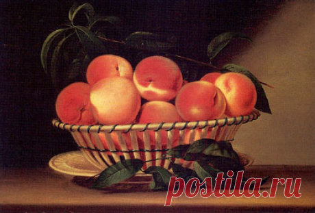 Чаша с персиками - 1816 Холст, масло Ново-британский музей американского искусства, вышивка крестом