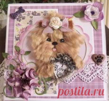 Yorkie Mother's day easel card in purple