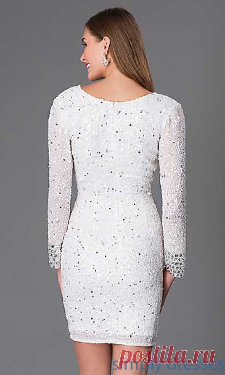 Dresses, Formal, Prom Dresses, Evening Wear: Short Sequin Long Sleeve Dress by Shail K.