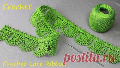 Beautiful and very easy to crochet LACE for beginners PATTERN SCHEME Ленточное кружево крючком КАЙМА