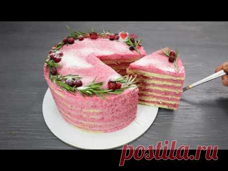 Постный торт с клюквенным кремом | Торт без яиц и молока | Vegan Cranberry Cake | LoveCookingRu