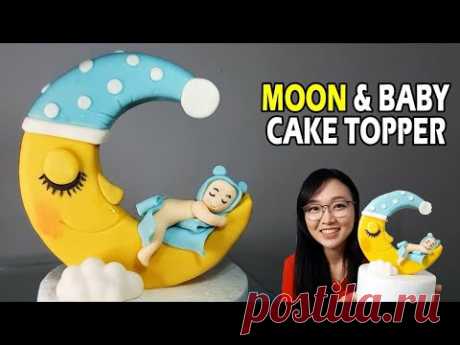 Moon Cake Topper | How to make fondant Moon | Moon baby shower cake | Baby Shower Cake