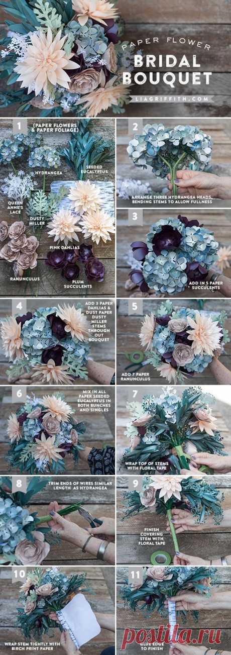 DIY Rustic Paper Bridal Bouquet