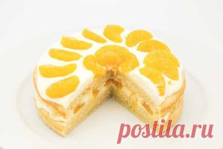 Как приготовить лимонный торт с мандаринами - рецепт, ингридиенты и фотографии