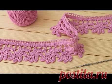 ЦВЕТОЧНОЕ ЛЕНТОЧНОЕ КРУЖЕВО вязание крючком МАСТЕР-КЛАСС Crochet Lace Braid Ribbon Tape Tutorial