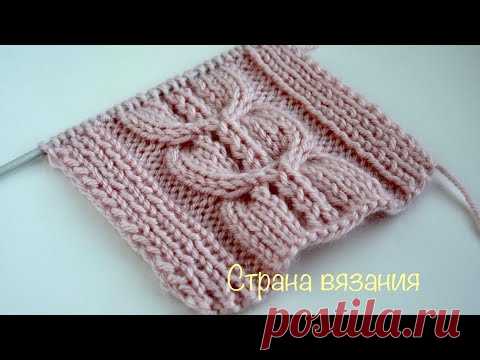 Узоры спицами. Коса с элементами ажура. Knitting patterns. Braid with openwork elements.