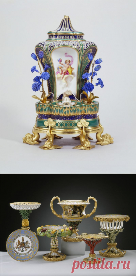 Антикварные вазы из севрского фарфора с позолотой... Royal Collection (England)