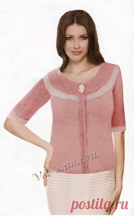 Пуловер с узорами с декоративной застежкой - Пуловер