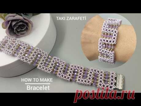 Kum boncuklu Dalgalı Bileklik yapımı/Tubular Netted Bracelet with only Seed Beads DIY. Wavy Bracelet