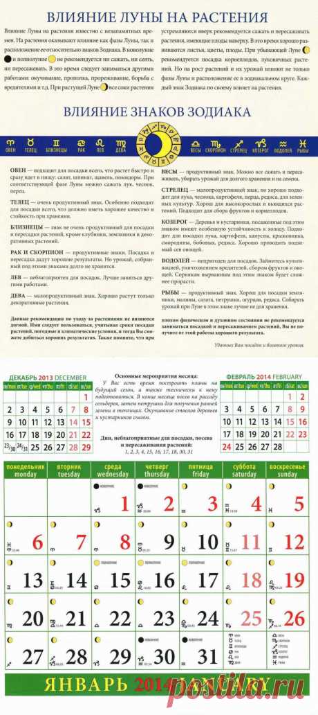 Лунный календарь садовода и огородника на 2014 год | Дача - впрок