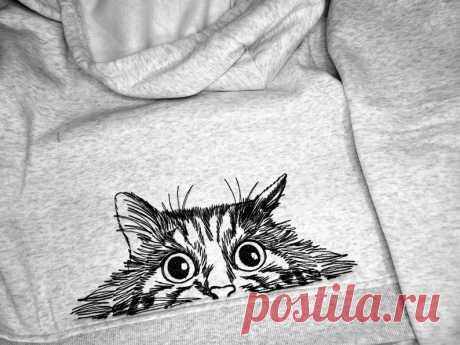 Peeking Cat Head Silhouette Cute Cat Line Art Drawing Sketch | Etsy Moldova