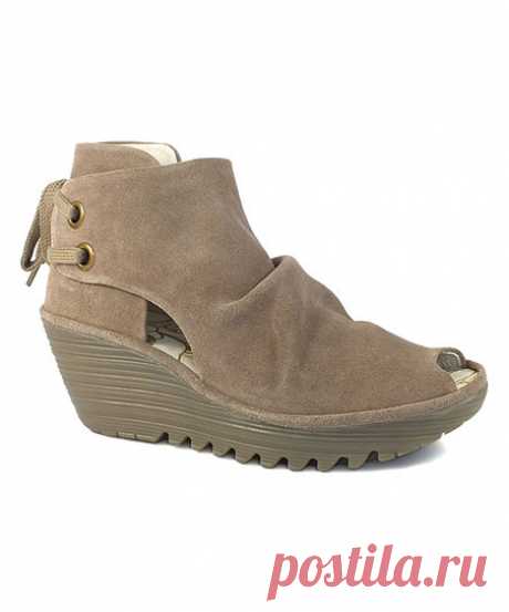 FLY London Taupe Yema Suede Wedge - Women | zulily