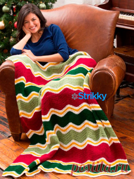 Покрывало или одеяло «Holiday Chevron» от Jessie Rayot, вязаное крючком | Strikky.ru