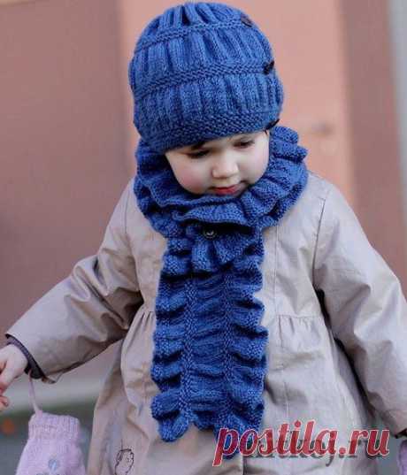 Детская шапочка спицами + шарф » Ниткой - вязаные вещи для вашего дома,  крючком, вязание спицами, схемы вязания