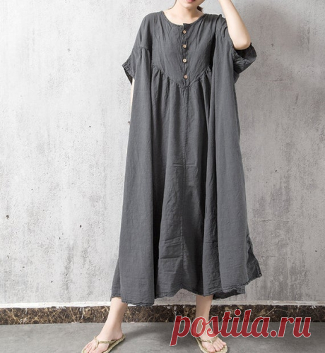 Womens oversized dress Plus Size Clothing Loose Fitting | Etsy 【Fabric】 Cotton, linen 【Color】 Dark gray, dark purple 【Size】 Shoulder width is not limited Bust 200cm / 78 Length 115cm/ 44  Washing & Care instructions: -Hand wash or gently machine washable do not tumble dry -Gentle wash cycle (40°C) -If you feel like ironing (although should not be necessary) ,