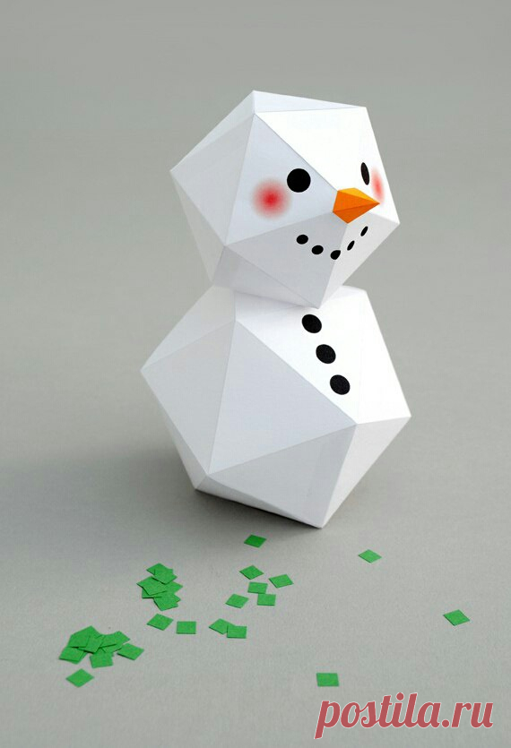 Бумажный снеговик 3D DIY