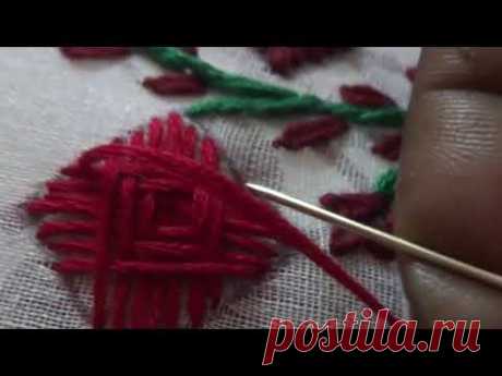 Hand Embroidery Stitch  Flower Design by Amma Arts