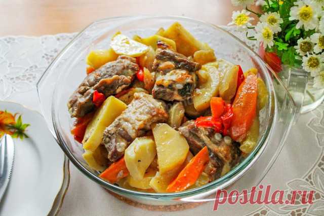 Овощное рагу с мясом кабачками и картошкой в духовке рецепт с фото пошагово - 1000.menu