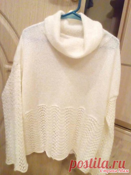 . Белый свитер из итальянского мохера спицами с описанием - Вязание - Страна Мам