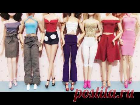 CUTE &amp; EASY DIY 👖👚 How to make Barbie doll clothes | TOP &amp; PANTS &amp; SKIRTS - YouTube
