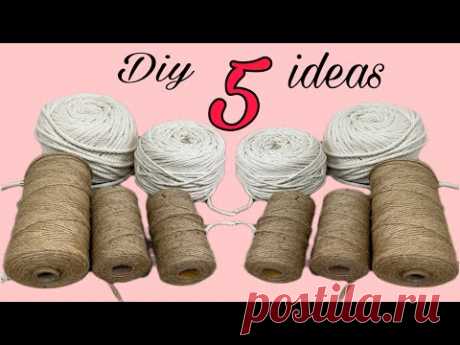 5 Diy Ideas With Rope/ Jute Rope Crafts/ Cotton Rope Craft Ideas/ اعمال يدويه بالخيش