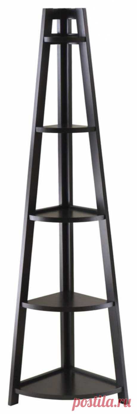 Winsome Wood 20527 Adam 5-Tier A-Frame Corner Shelf in Black - traditional - Wall Shelves - Beyond Stores