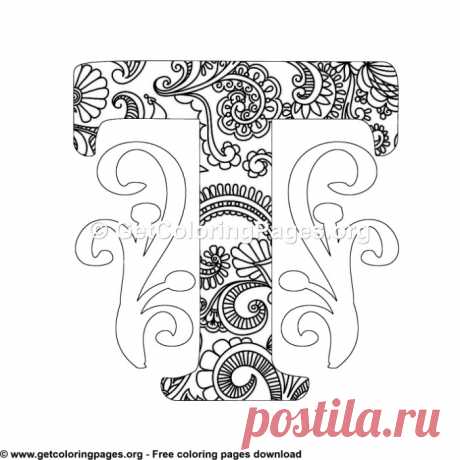 Zentangle Monogram Alphabet Letter T Coloring Sheet &amp;#8211; GetColoringPages.org