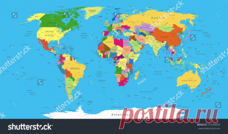 Highly Detailed Political World Map Elements Стоковое Векторное Изображение 314208050 - Shutterstock