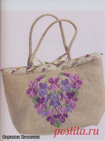 Вышитая сумка "Цветы"
