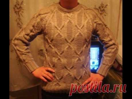 Мужской пуловер спицами с рукавом "реглан" Часть 1. Men's sweater knitting