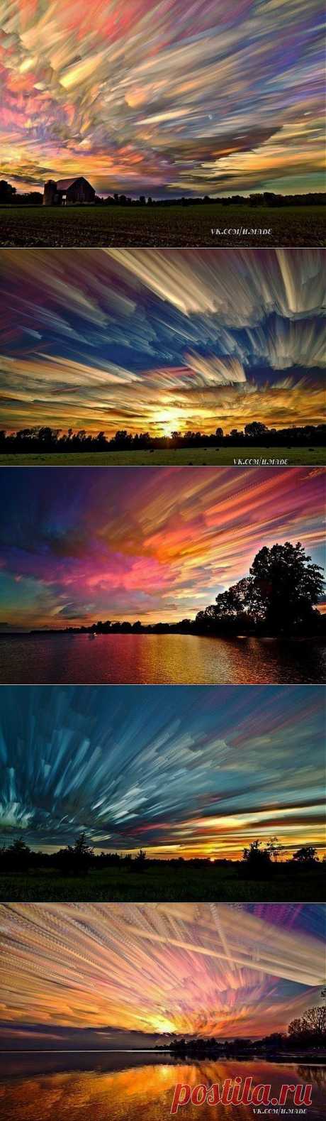 “Размытые небеса“ фотограф Мэтта Моллоя.
Канадский фотограф сделал великолепную серию фотографий с небом в центре композиции.