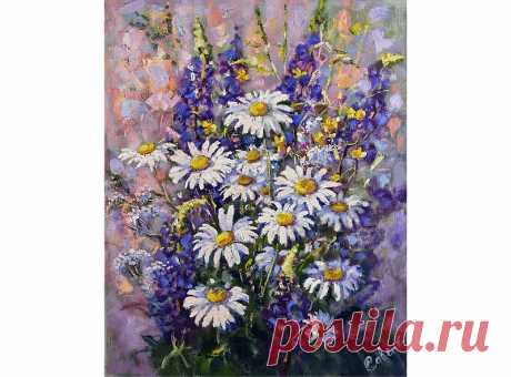 Daisy Painting Flower Lupines Original Art Bouquet Impressionism Artwork Floral - Shop ArtDivyaGallery Posters - Pinkoi Daisy Painting Flower Lupines Original Art Bouquet Impressionism Artwork 油畫原作 Oil Canvas Palette Knife Wall Art Impasto 50 x 40 cm. 20 x 16 inches by Savenkova 100% Handmade Original Artwork Medium: canvas, oil. Style: Modern, Impressionism, Impasto. The painting is covered with a protective layer of professional varnish. Beautiful painting for home .
