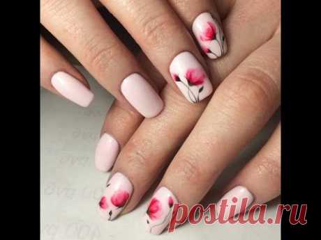 Простой дизайн ногтей! Воздушные нежные цветы. Simple nail designs
