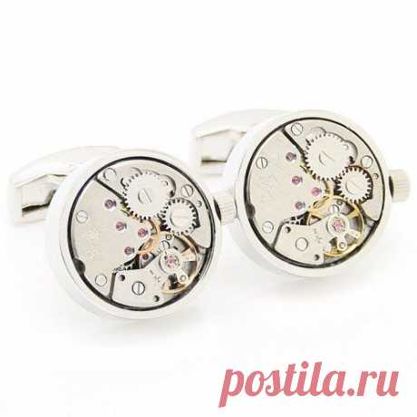 Universe of goods - Buy &quot;Steampunk Silver Watch Movement Cufflinks&quot; for only 25.00 USD.