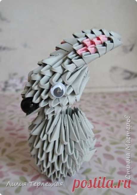 Фигурка из модульного оригами "Серый кролик"