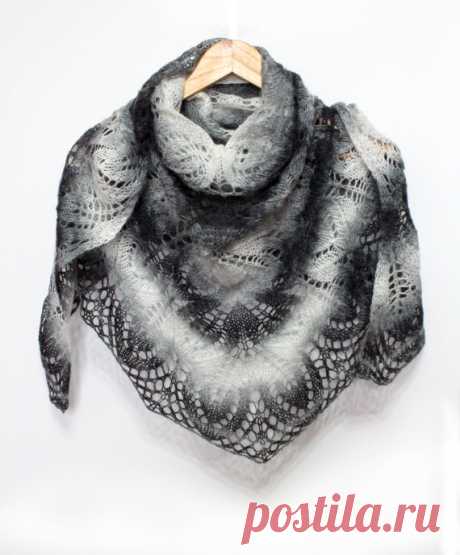 Knitted scarf shawl,knit shawl,wraps shawls,black-white shawl, knitted scarf, shawl of wool, knit scarf-shawl, delicate shawl, crochet shawl Knitted scarf - shawl yarn composition 10 % mohair, 10% wool, 80 % acrylic . Size: 180*76 sm (70,8*30 in.) The shawl is ready to be sent. Colors may vary due to your monitor settings. Shawl - a very fashionable accessory , it can be worn in summer and winter . It suits and business suits