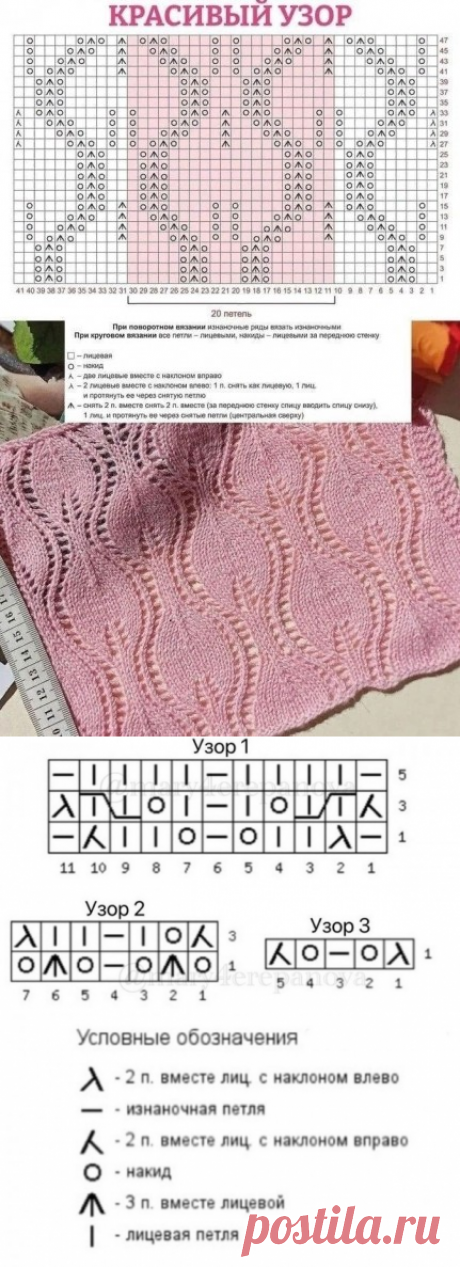 Красивые ажурные узоры спицами