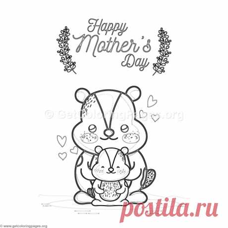 Cute Cartoon Beavers Happy Mother’s Day Card Coloring Pages &amp;#8211; GetColoringPages.org